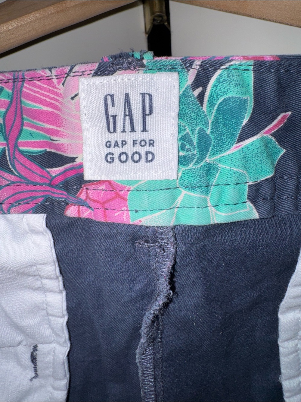 GAP Navy Shorts with Pink & Teal Floral Waistband